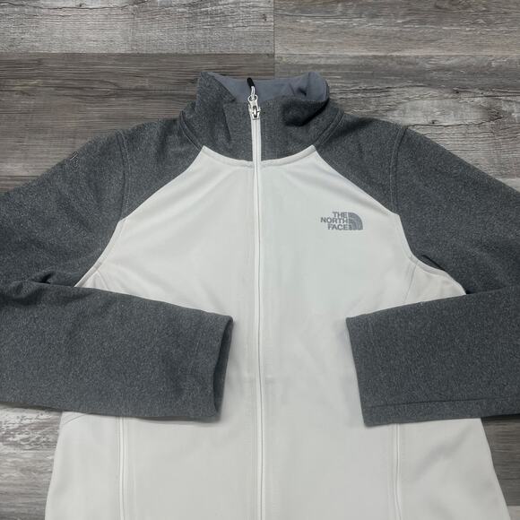 The North Face White Gray Womens S Full Zip Windwall Waffle Lined‎ Fleece Jacket - Picture 2 of 10